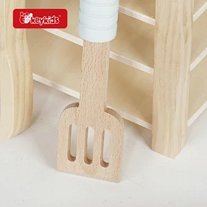Wholesale Pretend Play Kids Wooden Cooking Pot Toy With Rack & Oven Mitt W10L096